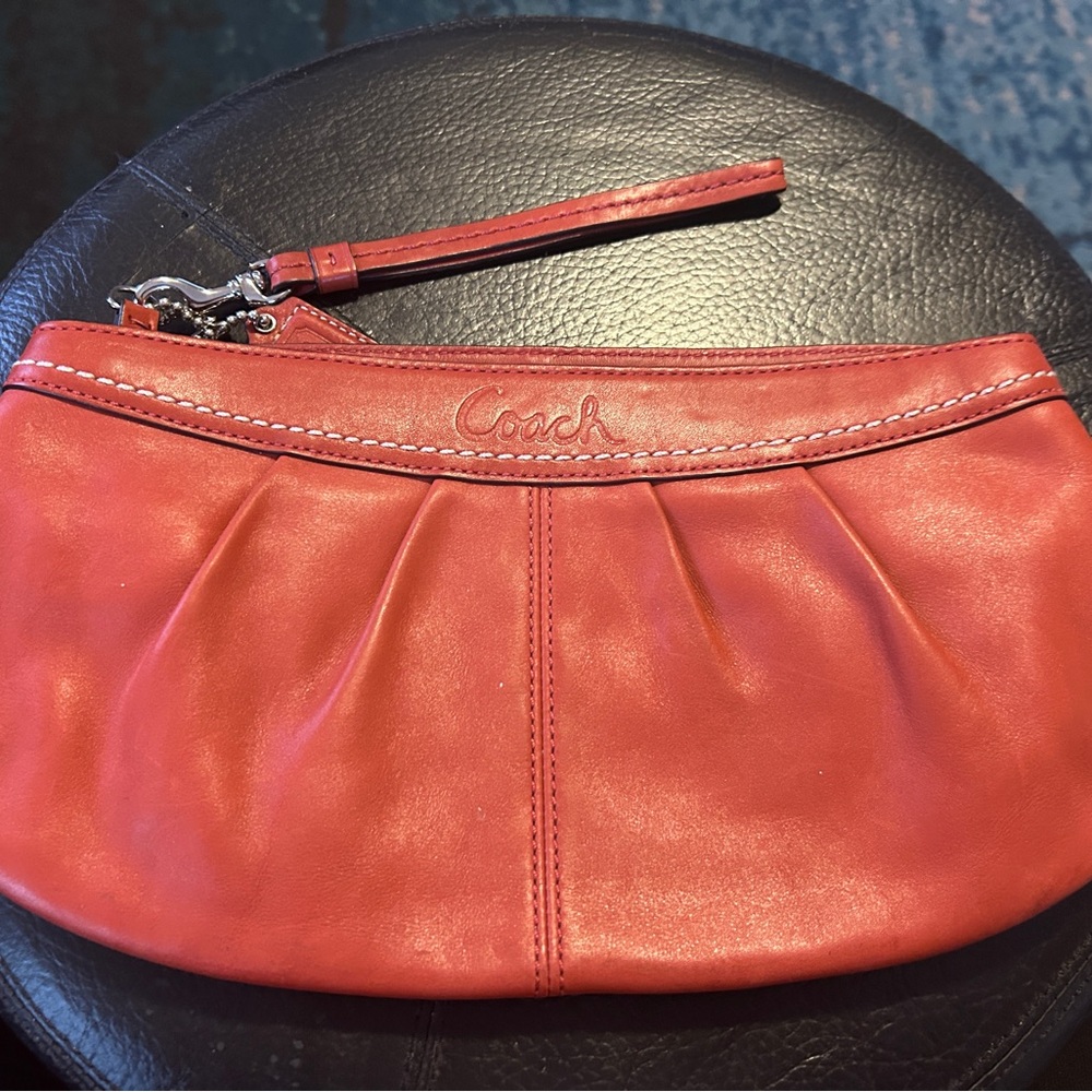Coach Rust Genuine Leather Wristlet